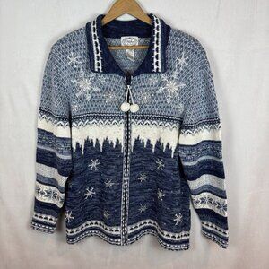 Stitches in Time Women's Full Zip Beaded Embroidered Cardigan Sweater Size Large